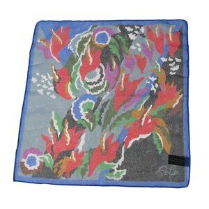 CACHAREL Lou Lou Scarf 12" Square Colorful Floral Sheer